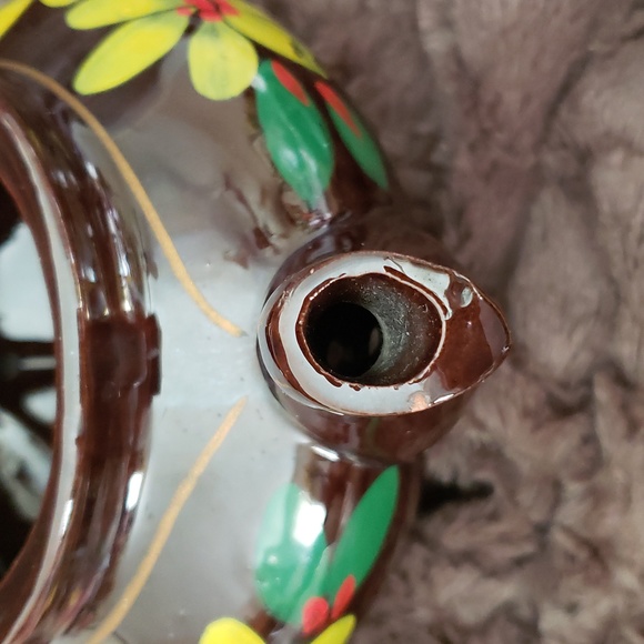 Vintage Royal Canadian Art Pottery Hand Painted Floral Teapot Brown/Yellow - Picture 6 of 7